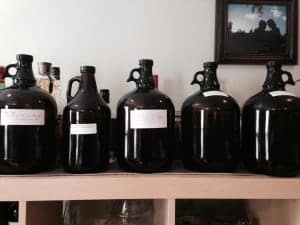 bottles of homemade herbal mead