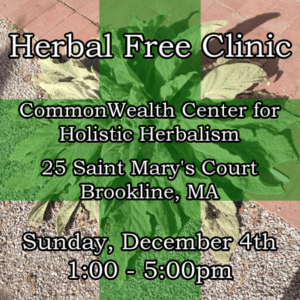Herbal Free Clinic, December 4th 2016 1:00 - 5:00 PM