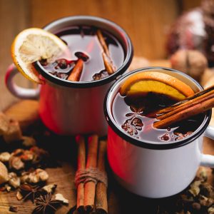 two mugs of mulled cider